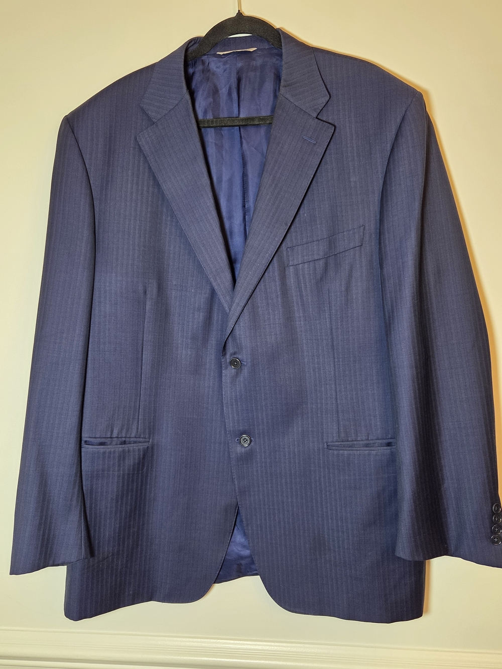 Canali Mens 52L Blue 100% Wool Blazer Sport Coat Made in Italy